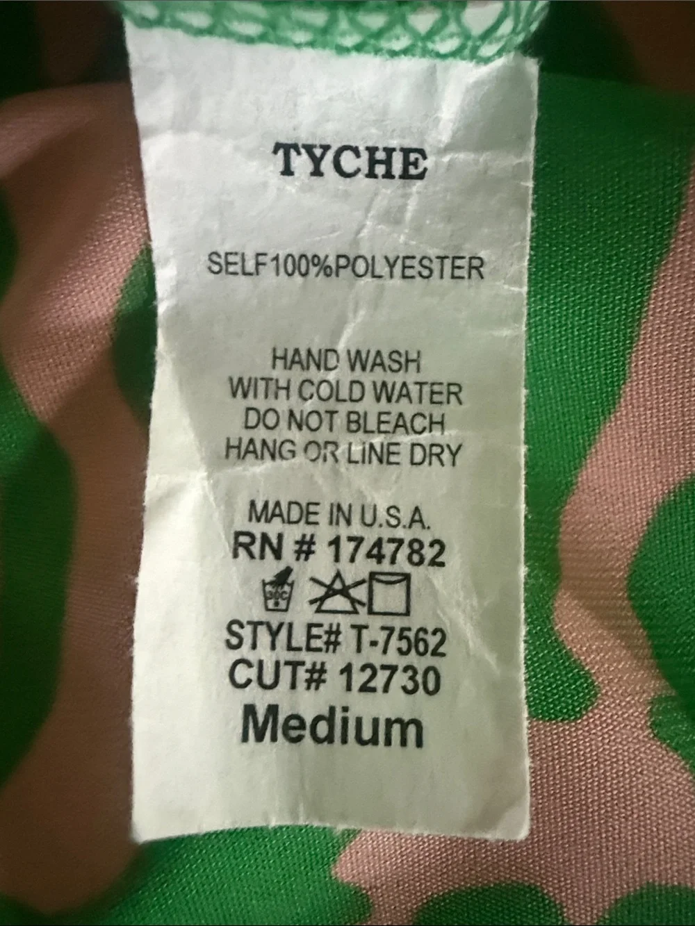 Tyche Green/Beige Print Faux Front Tuck Top - Size Medium